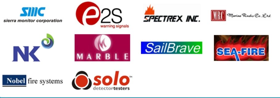Brands and systems: Sierra Monitor Corporation, E2S, Spectrex, MRC Marine Radio, NK, Marble, SailBrave, Sea-Fire, Nobel Fire Systems and Solo